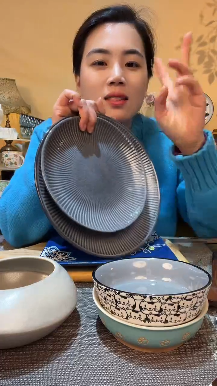 【闪购商品】瓷片复古线条大小盘 微瑕介意勿拍