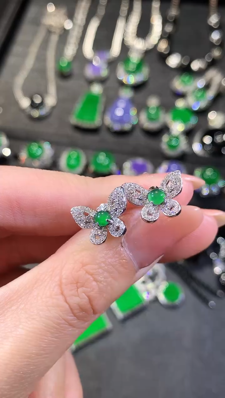 【闪购商品】翡翠耳饰银S925镶嵌2-耳饰（多样性发货一件