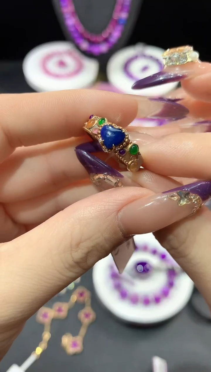 无非金属南非玻璃蓝diy饰品戒指