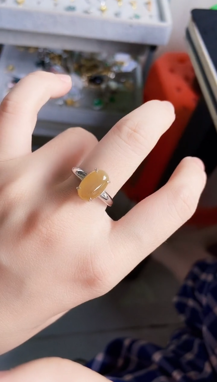 翡翠戒指银S925镶嵌456879