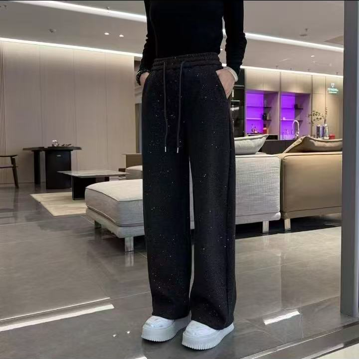 8826窄版直筒加绒闪闪裤(裤长100左右）