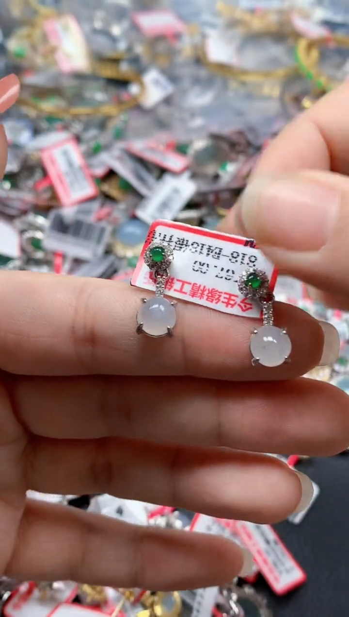 银S925镶嵌戒指翡翠天然A货缅甸翡翠