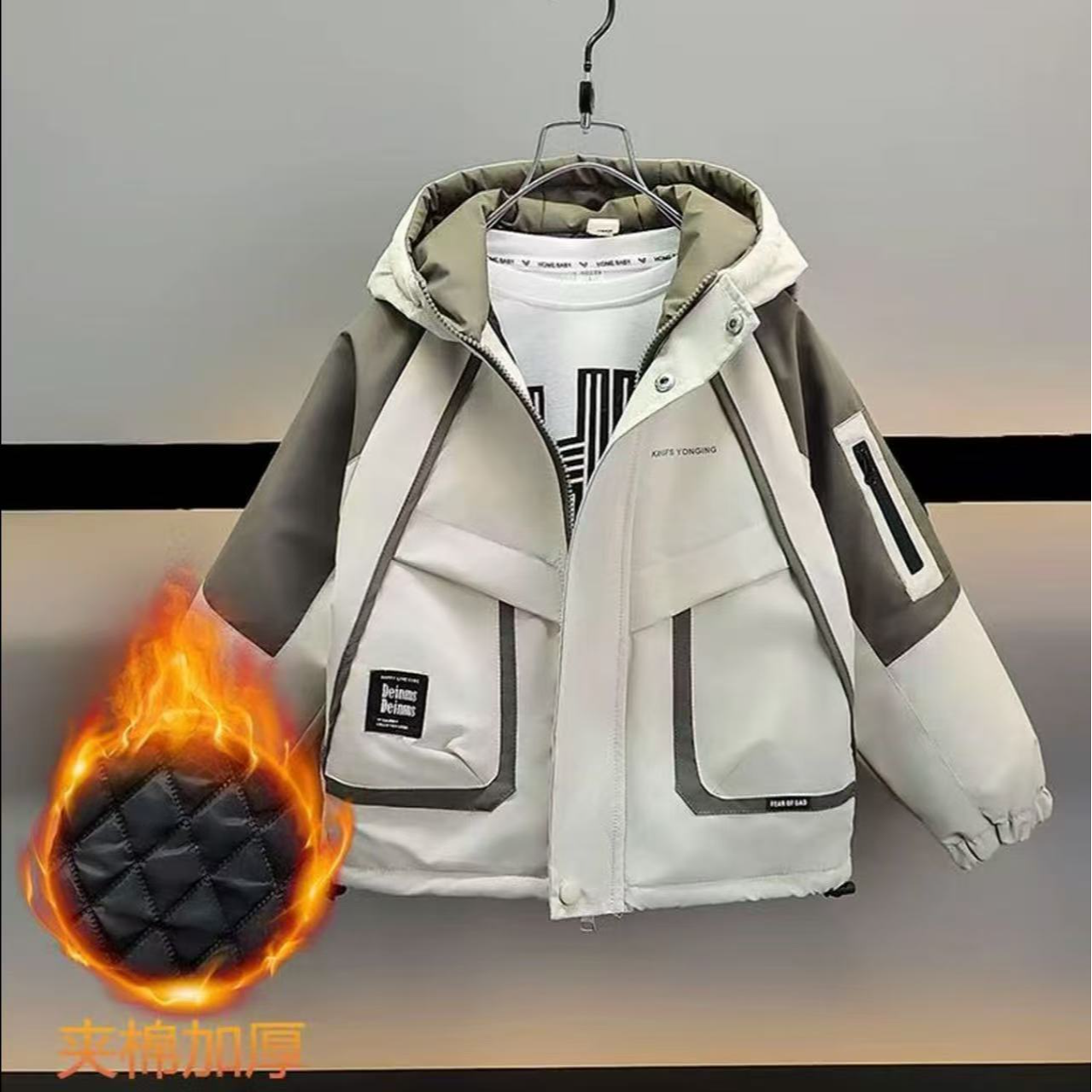 【加绒加厚]儿童冬季男女童派克服风衣2025新款加棉中大童外套