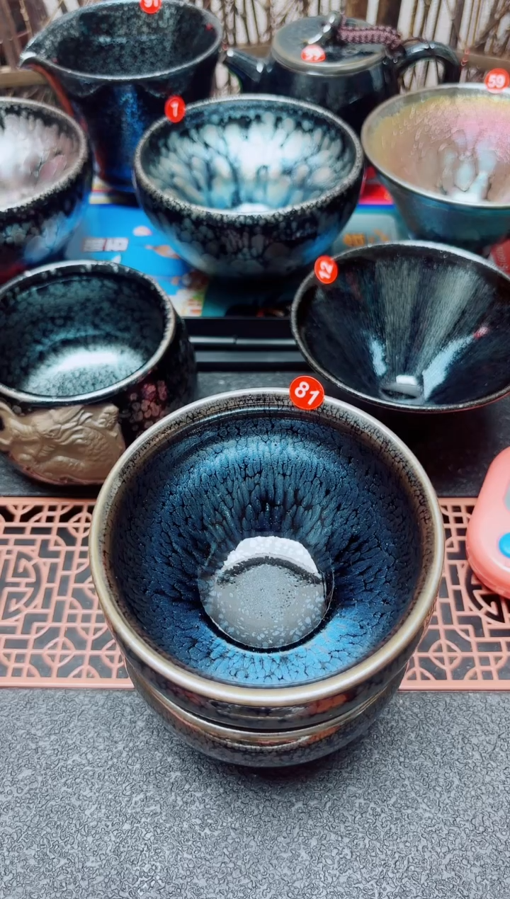 茶盏蓝****581号2个建盏工匠茶器