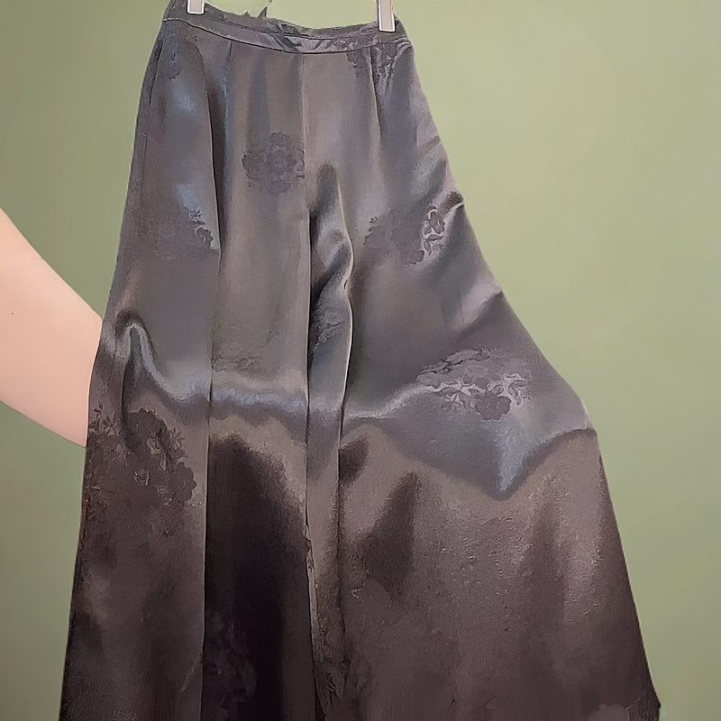 6031【花容】高腰常规新中式休闲女阔腿裤提花中国风百搭