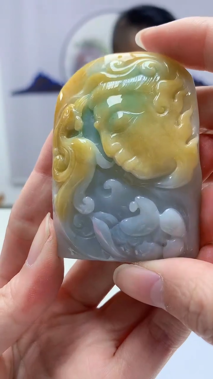 【闪购商品】定制翡翠未镶嵌4969zm-毛货挂件佛观天下121