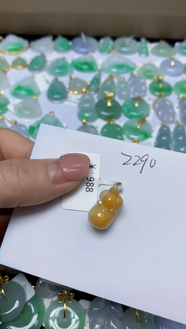 【闪购商品】翡翠挂件18K金镶嵌 天然翡翠A货