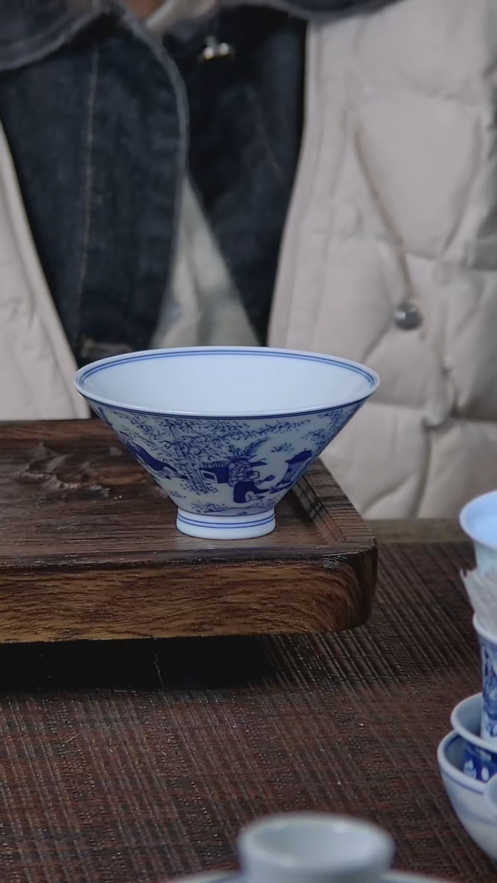 【闪购商品】折葵非器手工手绘竹林七贤斗笠杯