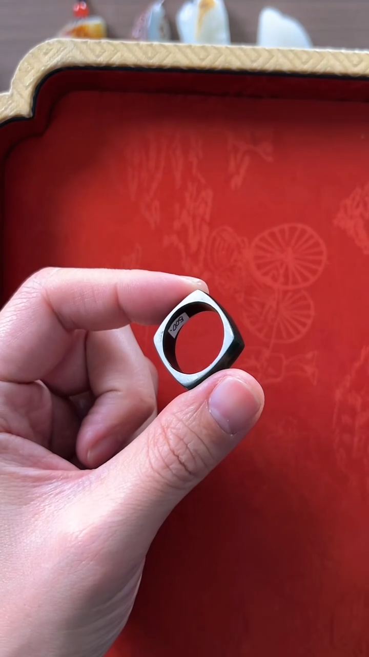 未镶嵌和田玉挂件青海青方戒20mm内径