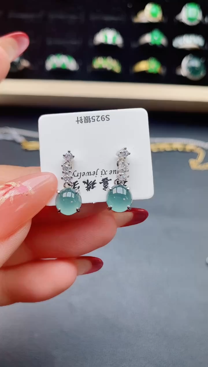 【闪购商品】翡翠耳饰银S925镶嵌5080850