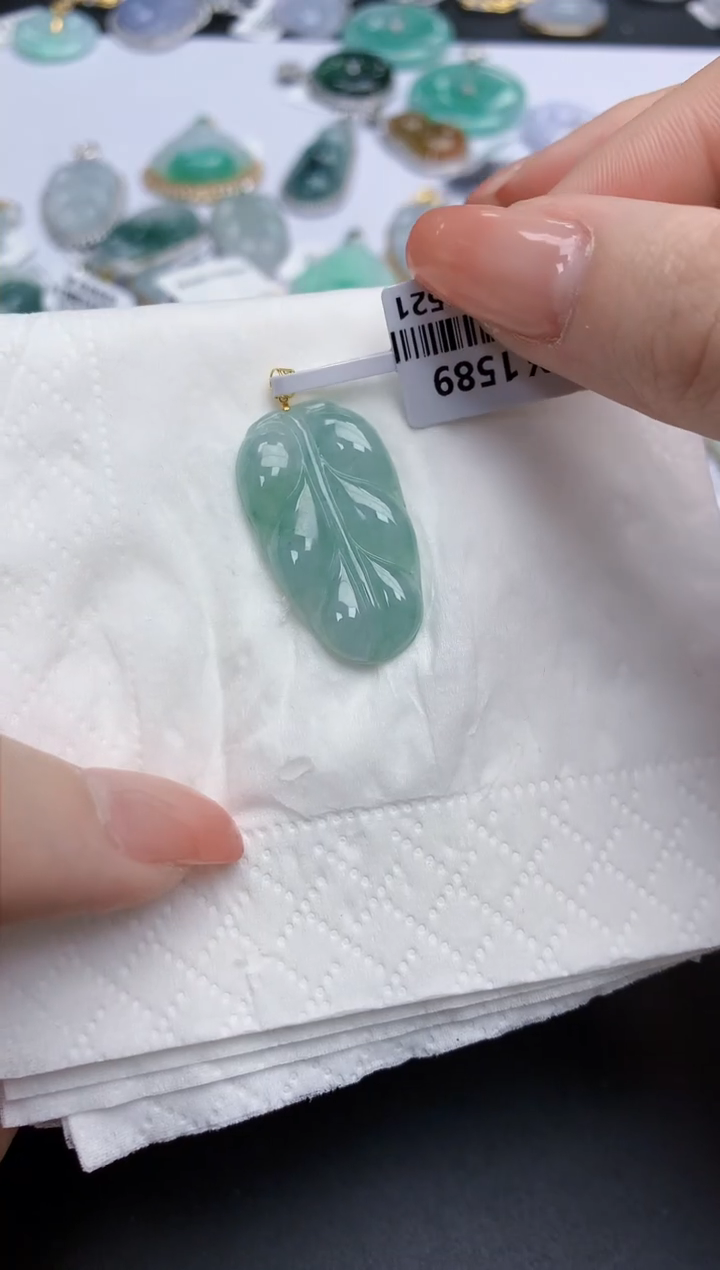 【闪购商品】翡翠颈饰18K金镶嵌天然缅甸翡翠A货