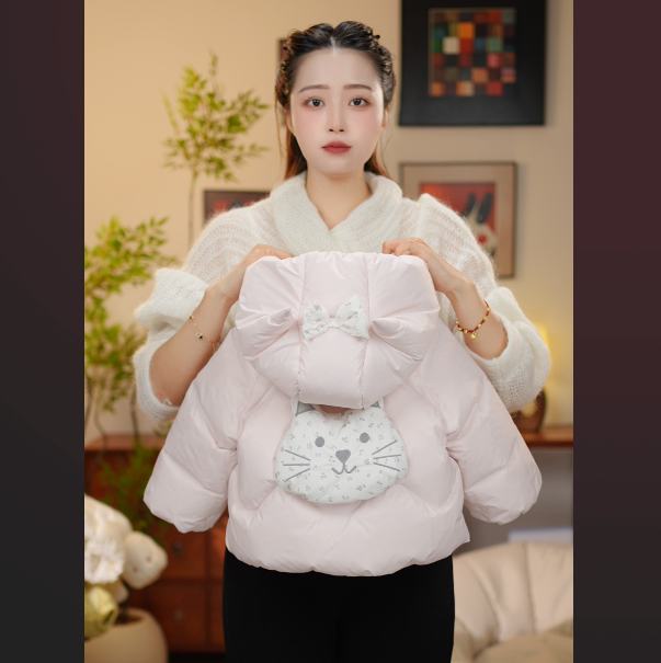 【YN童品】白鸭绒女孩子羽绒服冬季连帽女童裸粉色卡通宝宝甜美加厚