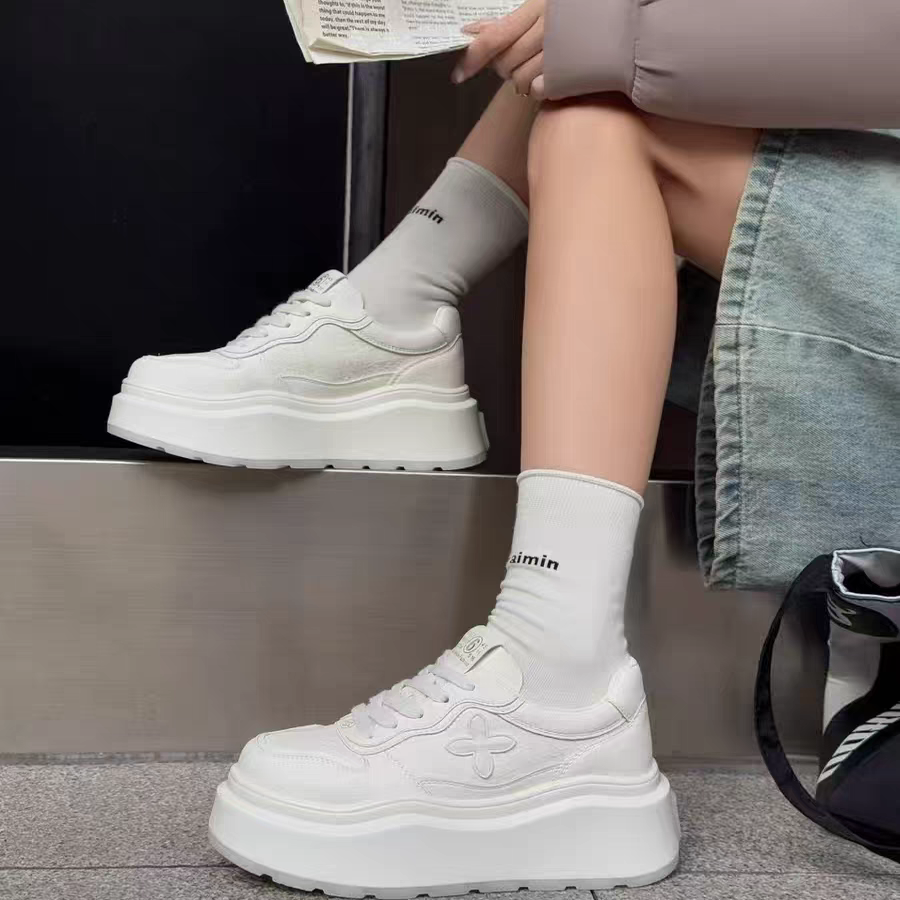 轩美诗80085厚底小白鞋