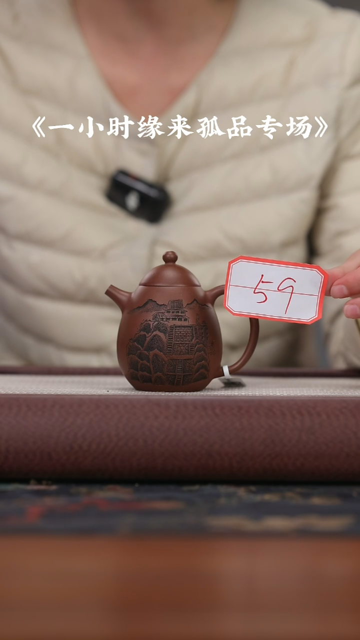 【闪购商品】紫砂茶壶紫泥刻绘龙蛋{59}