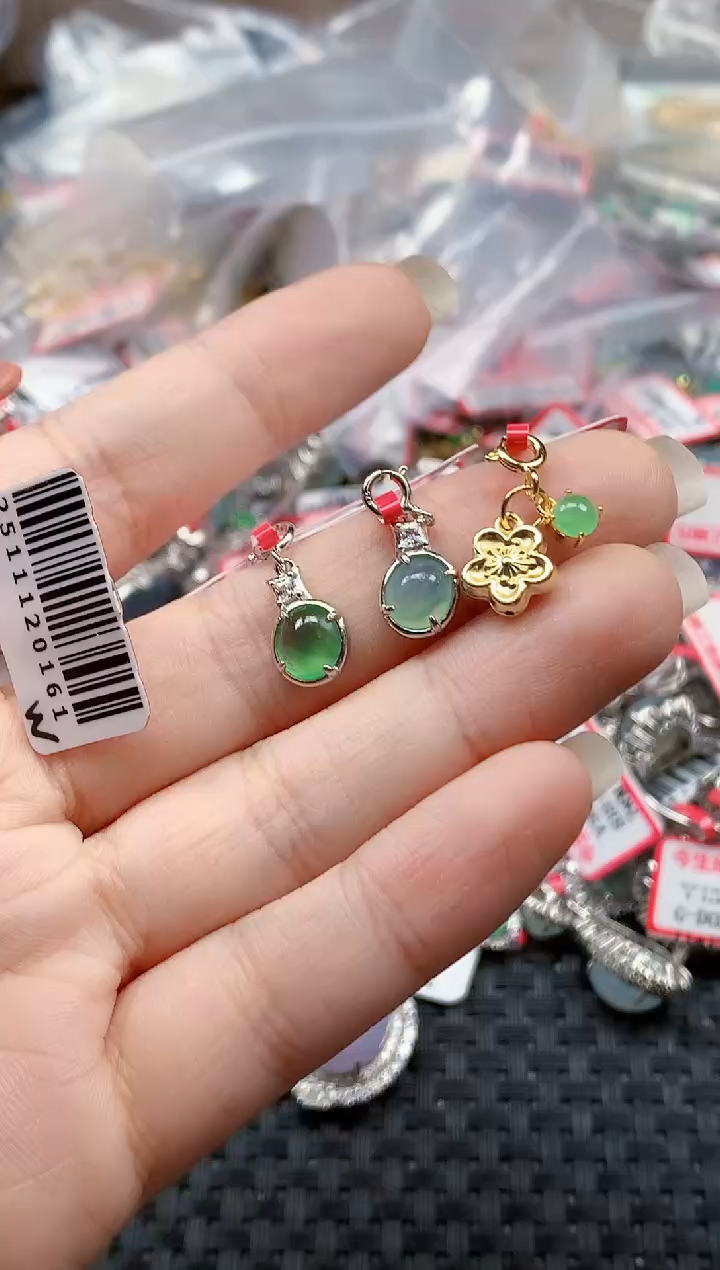 银S925镶嵌戒指翡翠天然A货缅甸翡翠