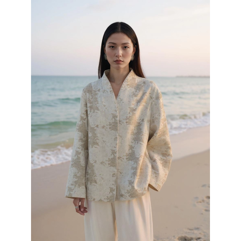 COMMON VALUE「 河堤 La jetee 」新中式提花上衣 禅意领开衫外套