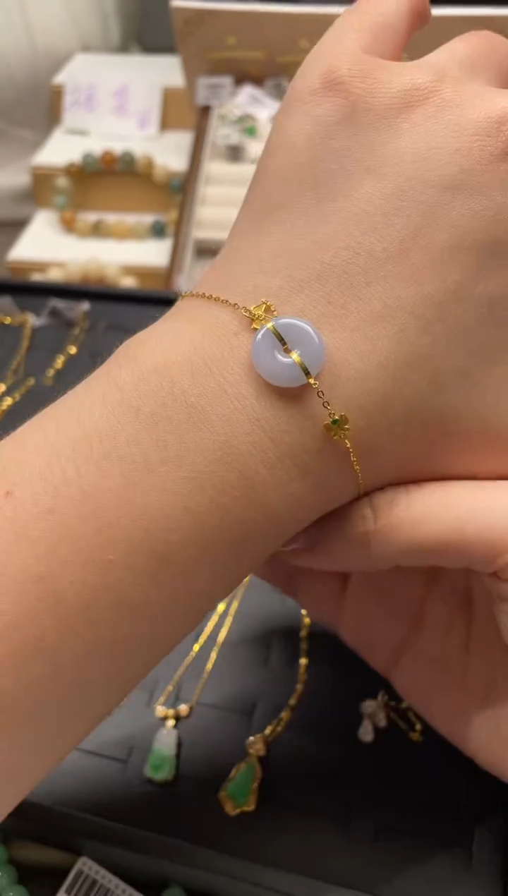 18K金镶嵌手链翡翠yf160