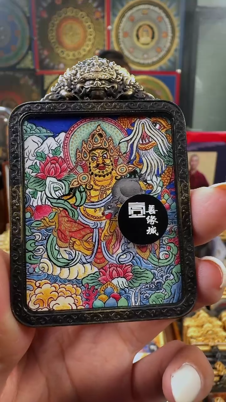 吊坠壹善缘城手绘唐卡黄C