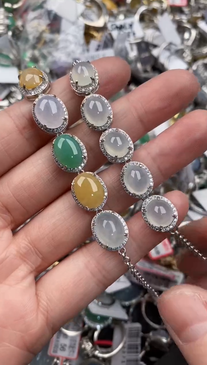 银S925镶嵌戒指翡翠10  9