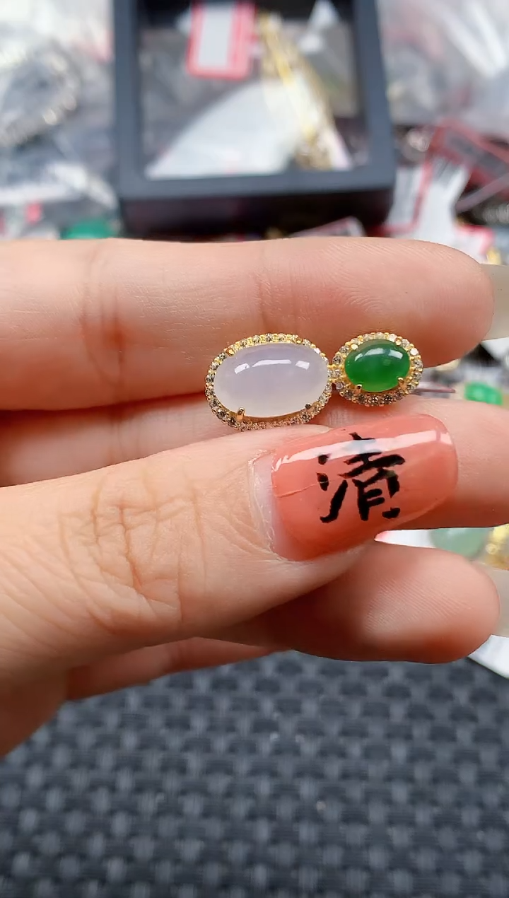 银S925镶嵌戒指翡翠天然A货缅甸翡翠