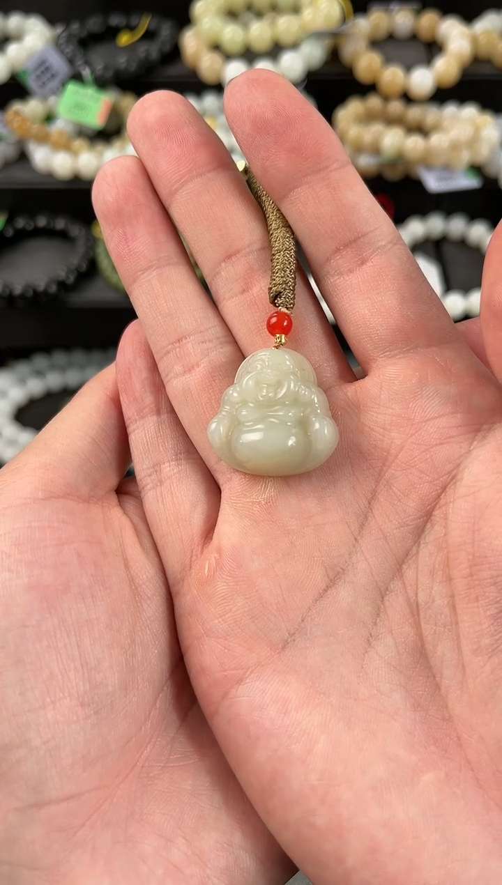 【闪购商品】和田玉吊坠未镶嵌且末青白佛公吊坠微色差