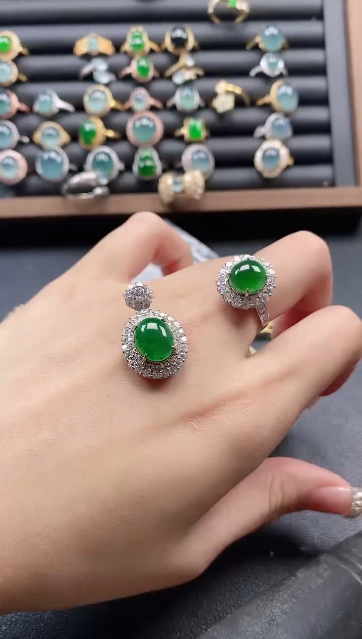 银S925镶嵌戒指翡翠51511