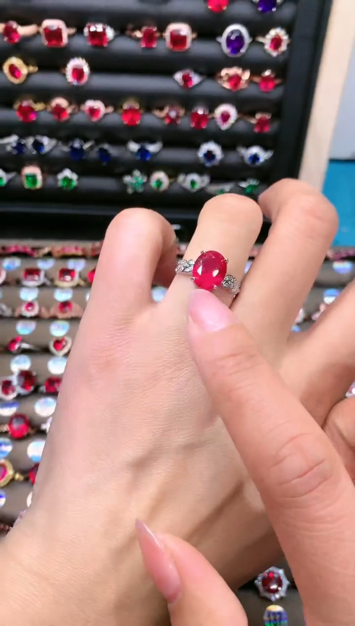 【闪购商品】红宝石戒指银S925镶嵌911