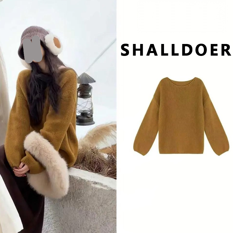 2025冬季新款时尚百搭宽松圆领套头毛衣针织女潮