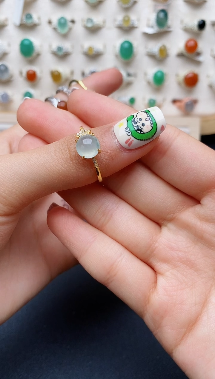 【闪购商品】翡翠戒指银S925镶嵌缅甸翡翠