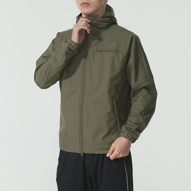 adidas阿迪达斯男装上衣2025新款运动休闲连帽夹克跑步外套KA1305