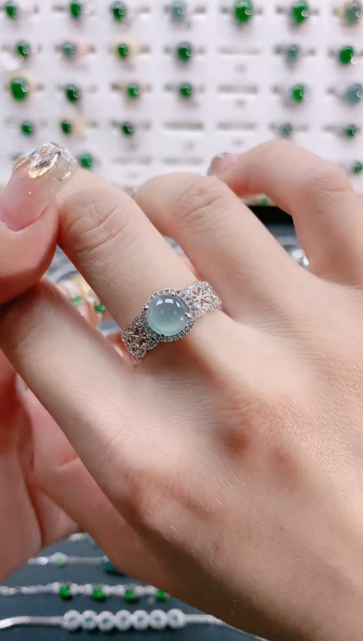 【闪购商品】翡翠戒指银S925镶嵌天然翡翠