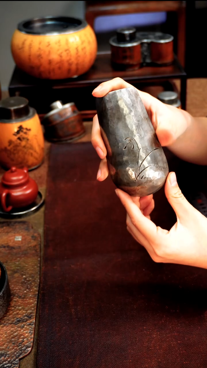 6305雕刻兰花茶则13*6.5