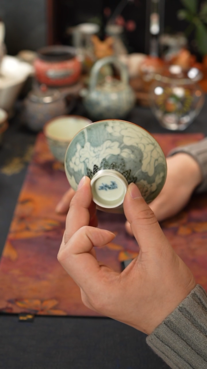 【闪购商品】屿青、蓝地白花斗笠杯