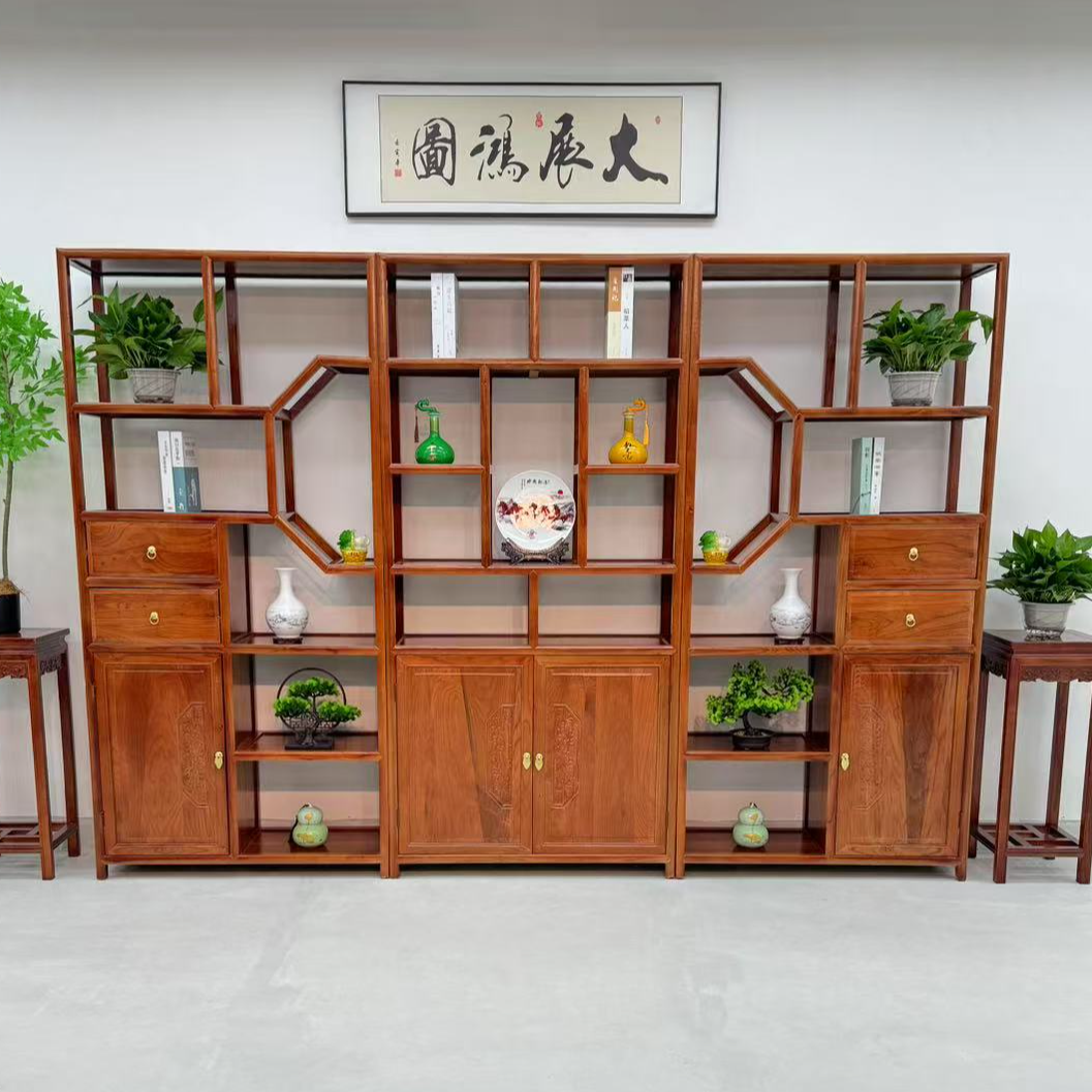 （宝木）祥云博古架展示架置物架，榫卯结构仿古，多宝阁隔断中式柜