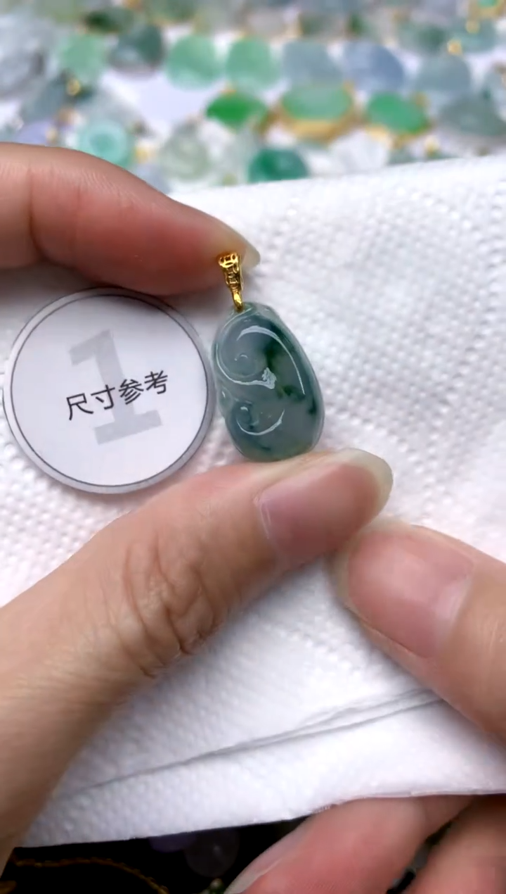 颈饰银S925镶嵌翡翠天然A货翡翠