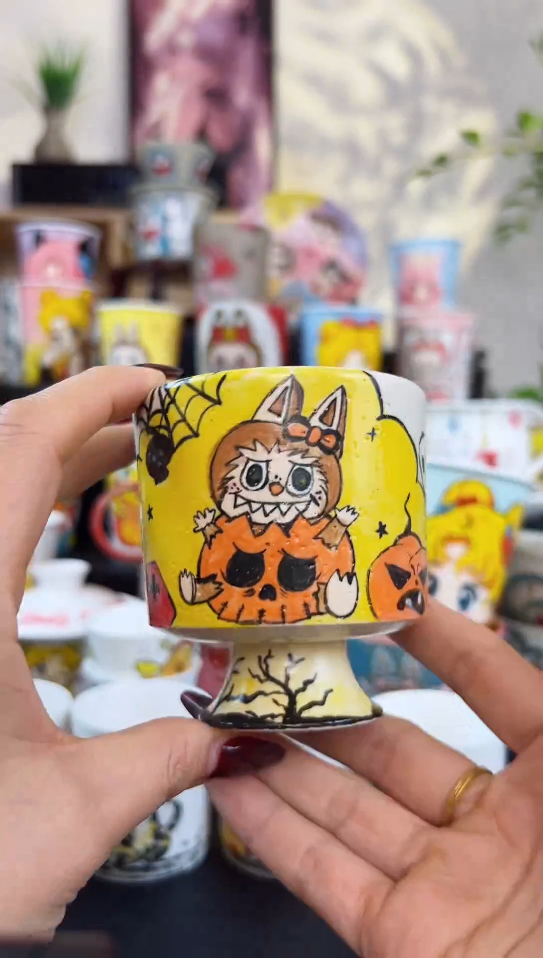 【闪购商品】摆件笙笙漫 手工手绘陶瓷杯杯