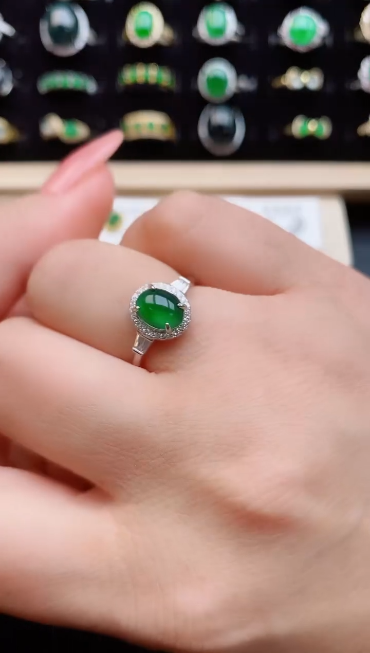 【闪购商品】翡翠戒指银S925镶嵌12121