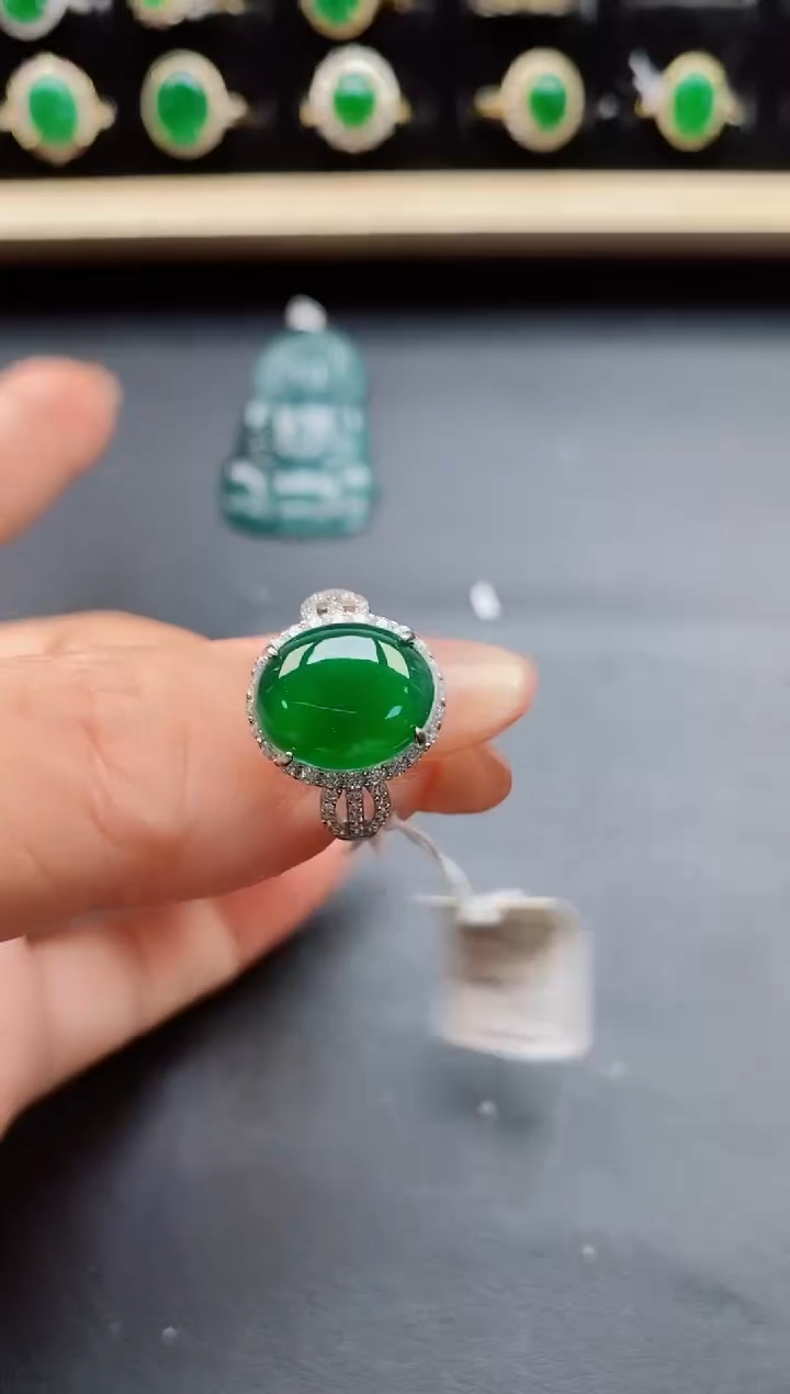翡翠戒指银S925镶嵌321321