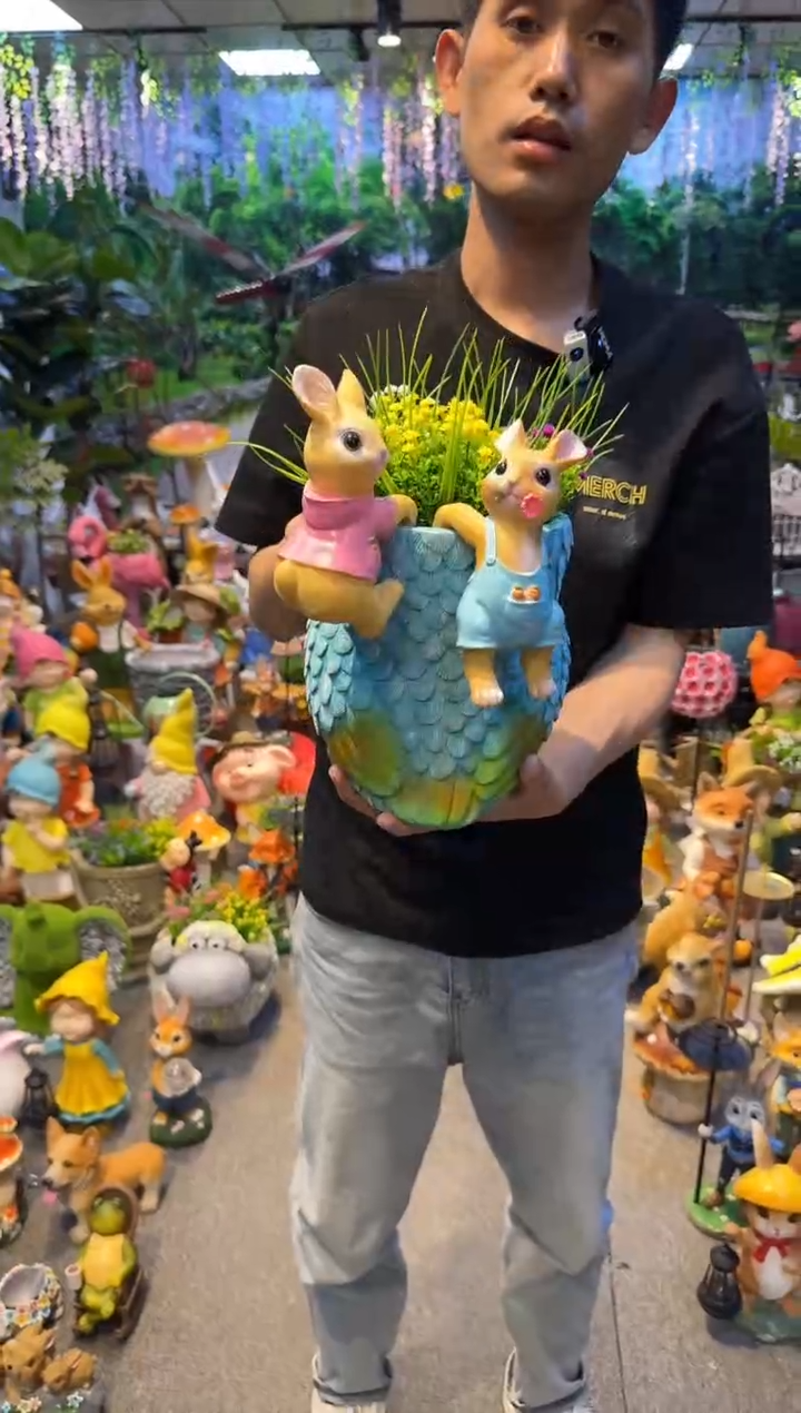 无花朵花园庭院摆件&00&挂钩兔子