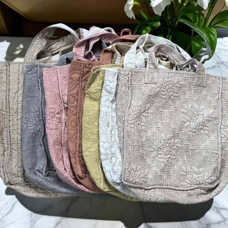 【床品收纳袋】 韩式绗缝刺绣 单肩挎包女士 柔软可机洗