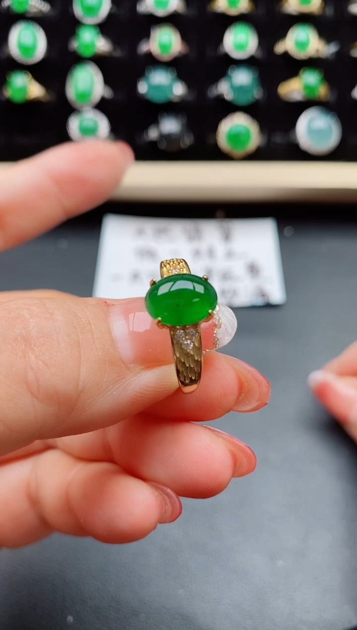 【闪购商品】翡翠戒指银S925镶嵌080085