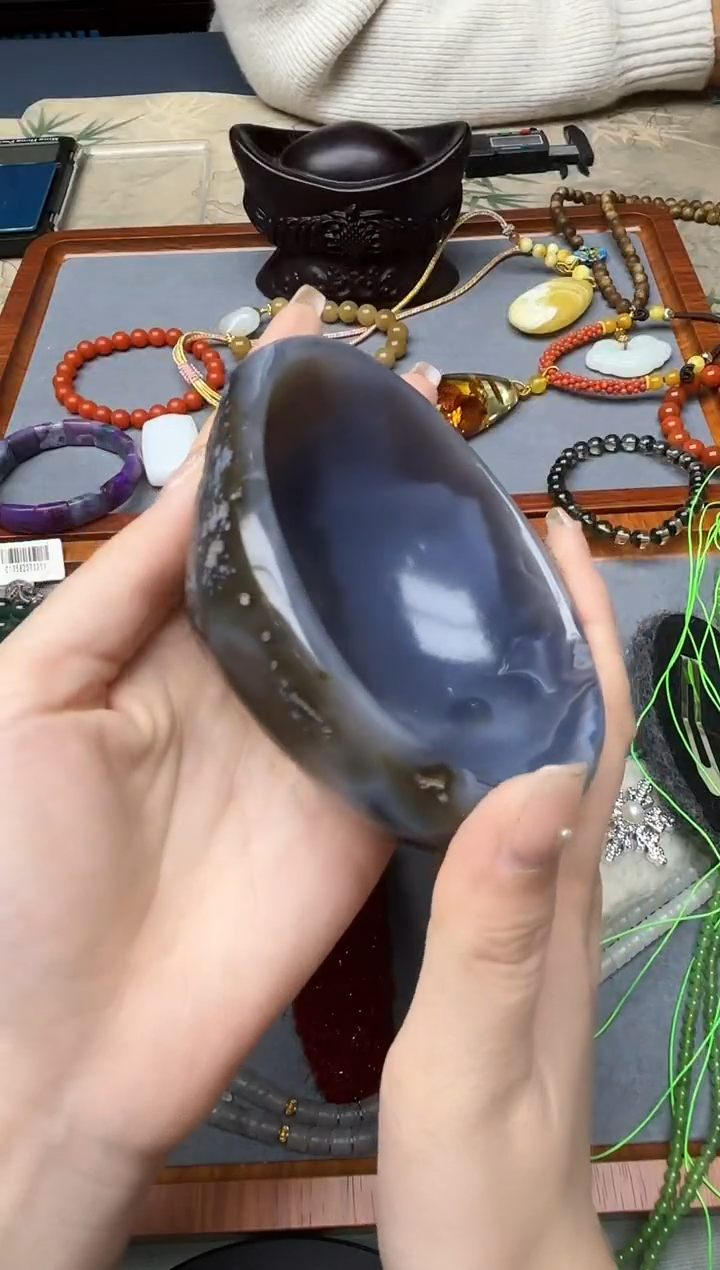 未镶嵌车挂玛瑙/玉髓玛瑙碗摆件GW