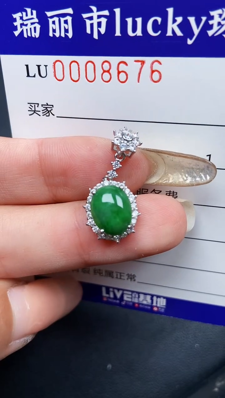 【闪购商品】翡翠颈饰银S925镶嵌8676