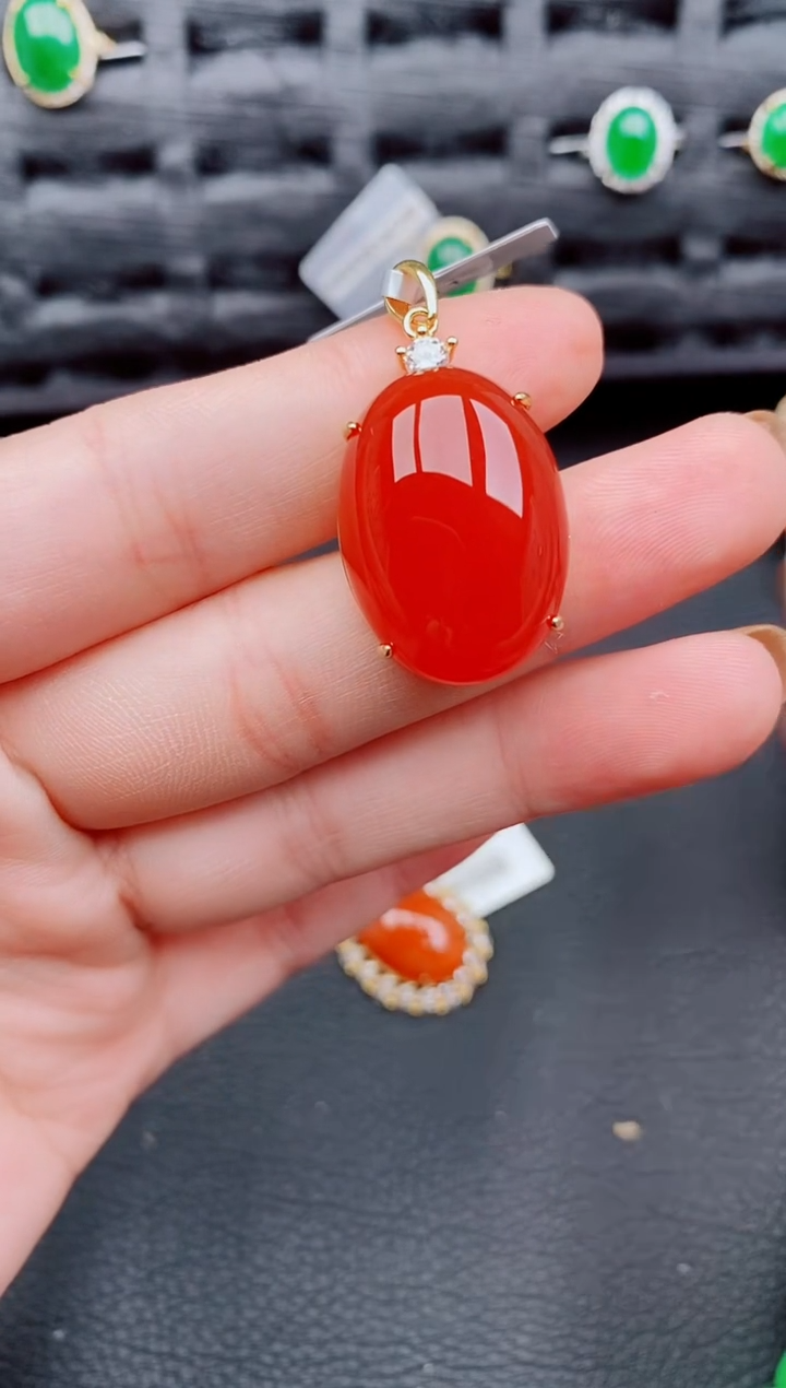 【闪购商品】玛瑙/玉髓颈饰银S925镶嵌天然a货翡翠550