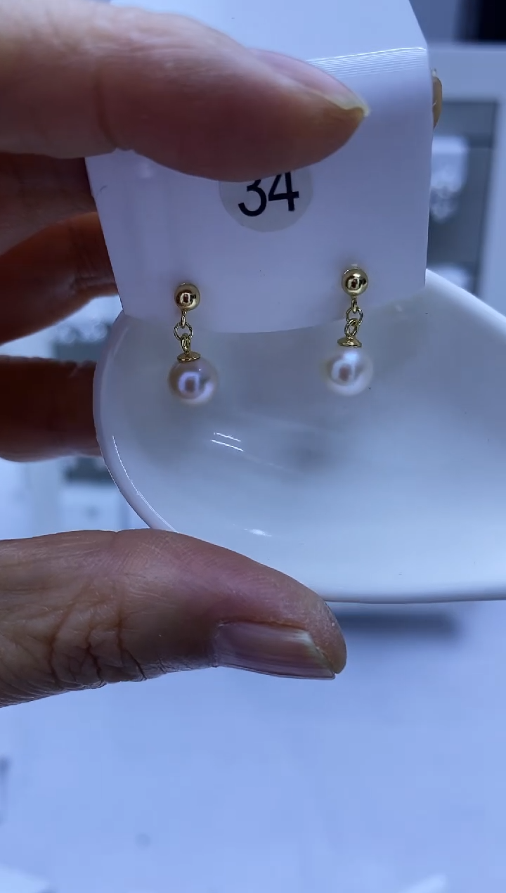 银S925镶嵌耳饰淡水珍珠34