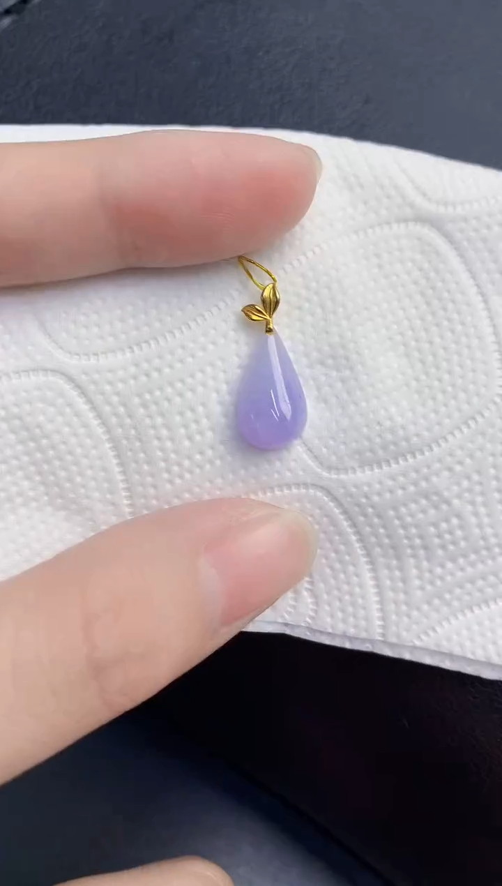 颈饰18K金镶嵌翡翠天然翡翠缅甸A货