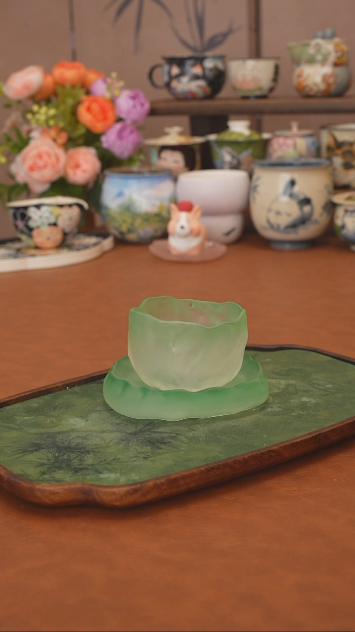 【落单】绿色琉璃杯套组