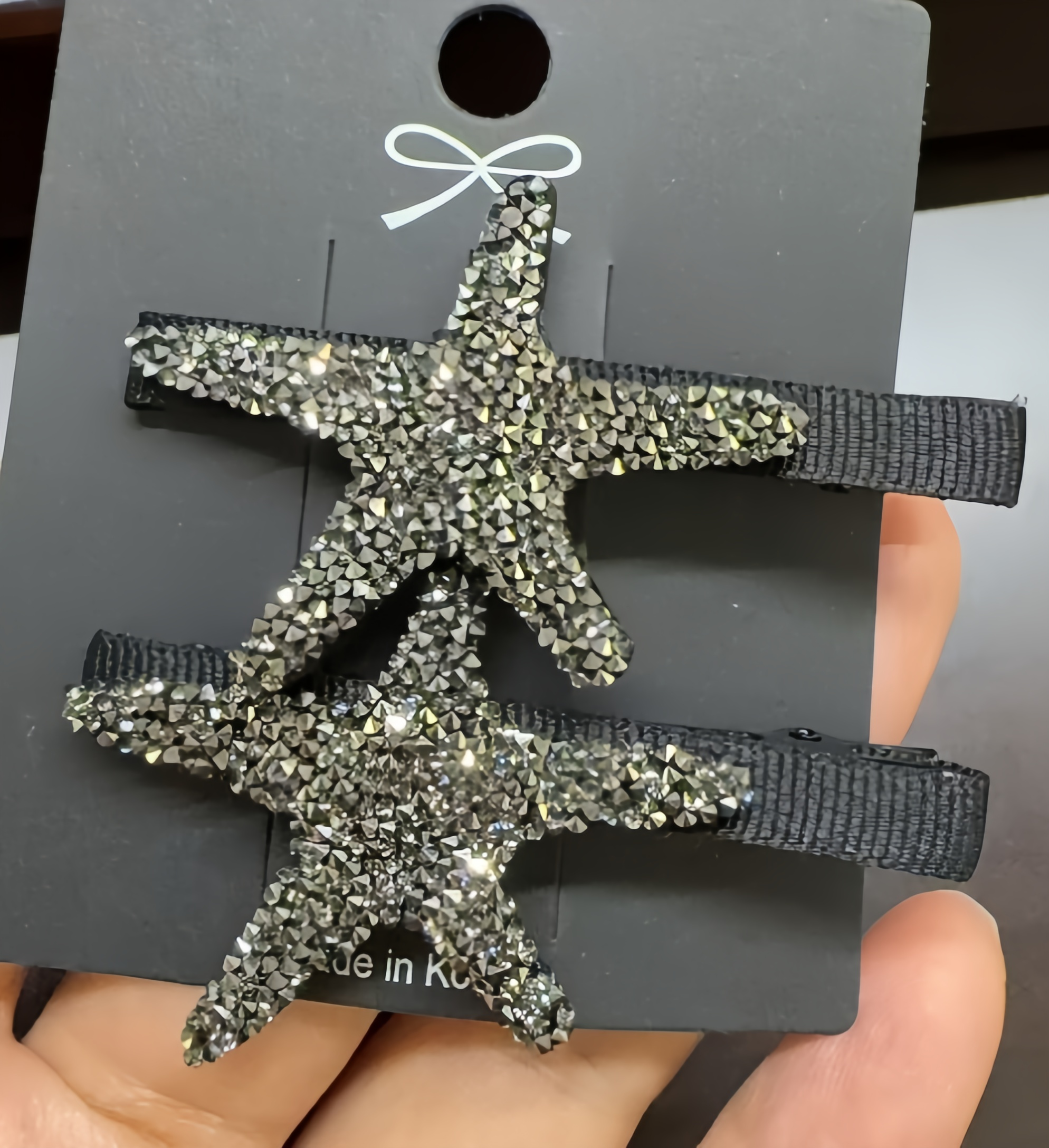 韩系轻奢新款精致满镶海星时尚百搭八公分压夹WM-121（对）