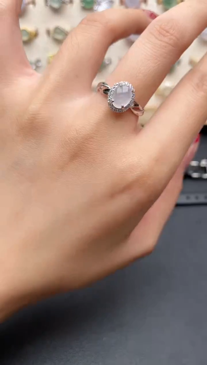 【闪购商品】翡翠戒指银S925镶嵌一物一证一礼盒