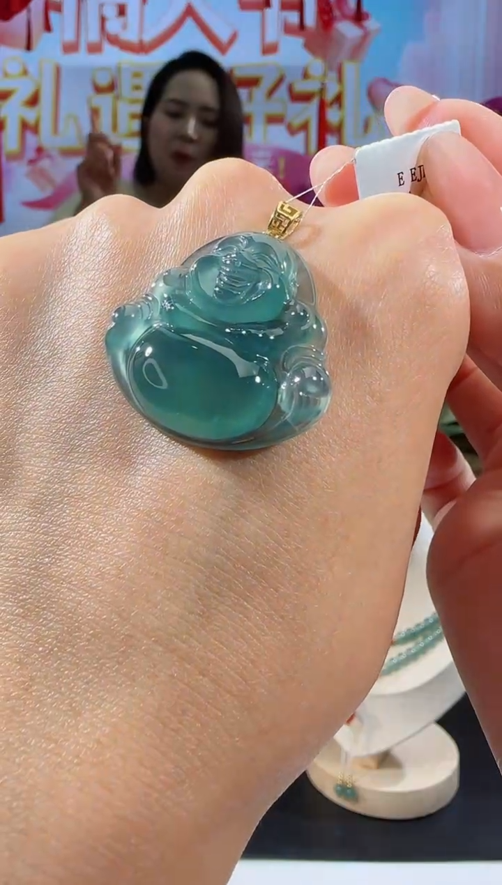 【闪购商品】翡翠吊坠(不含链)18K金镶嵌佛公多样性发一